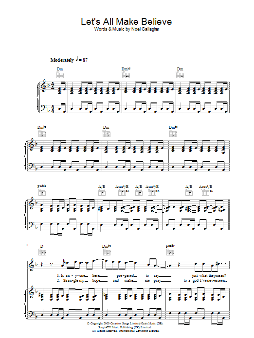 Download Oasis Let's All Make Believe Sheet Music
