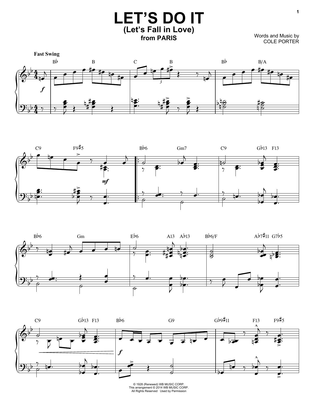 Download Cole Porter Let's Do It (Let's Fall In Love) [Jazz Sheet Music