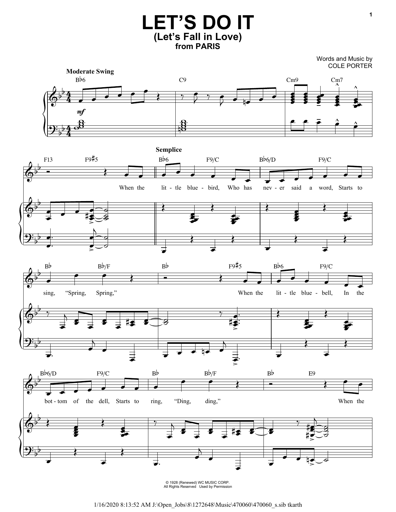 Download Cole Porter Let's Do It (Let's Fall In Love) [Jazz Sheet Music