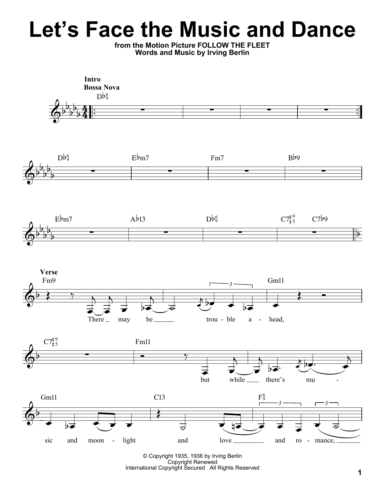 Download Irving Berlin Let's Face The Music And Dance Sheet Music