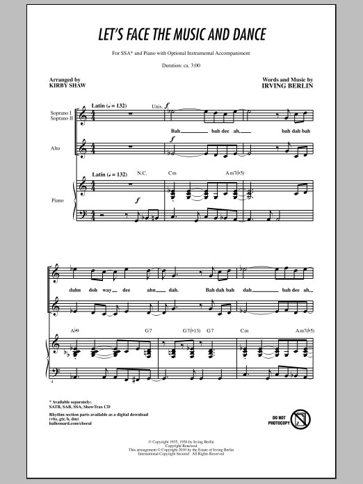 Download Kirby Shaw Let's Face The Music And Dance Sheet Music