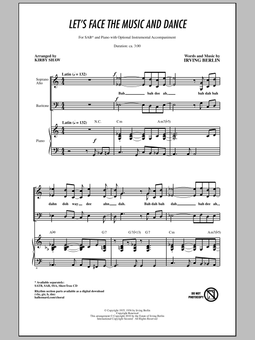 Download Kirby Shaw Let's Face The Music And Dance Sheet Music