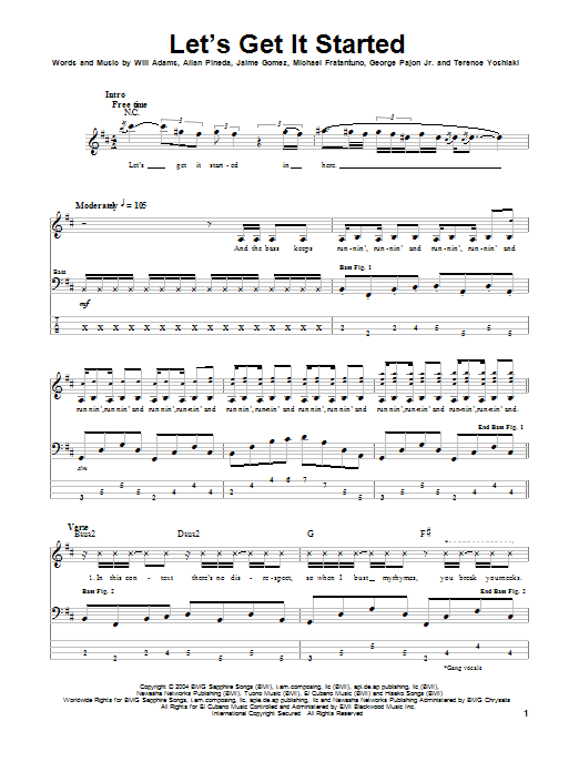 Download The Black Eyed Peas Let's Get It Started Sheet Music