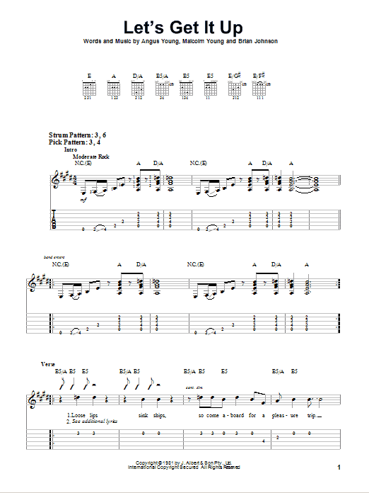 Download AC/DC Let's Get It Up Sheet Music