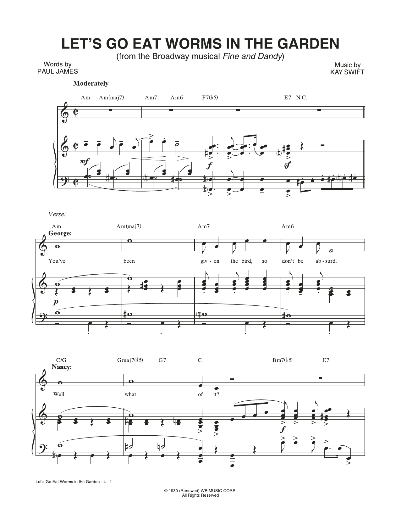 Download Kay Swift & Paul James Let's Go Eat Worms In The Garden (from Sheet Music