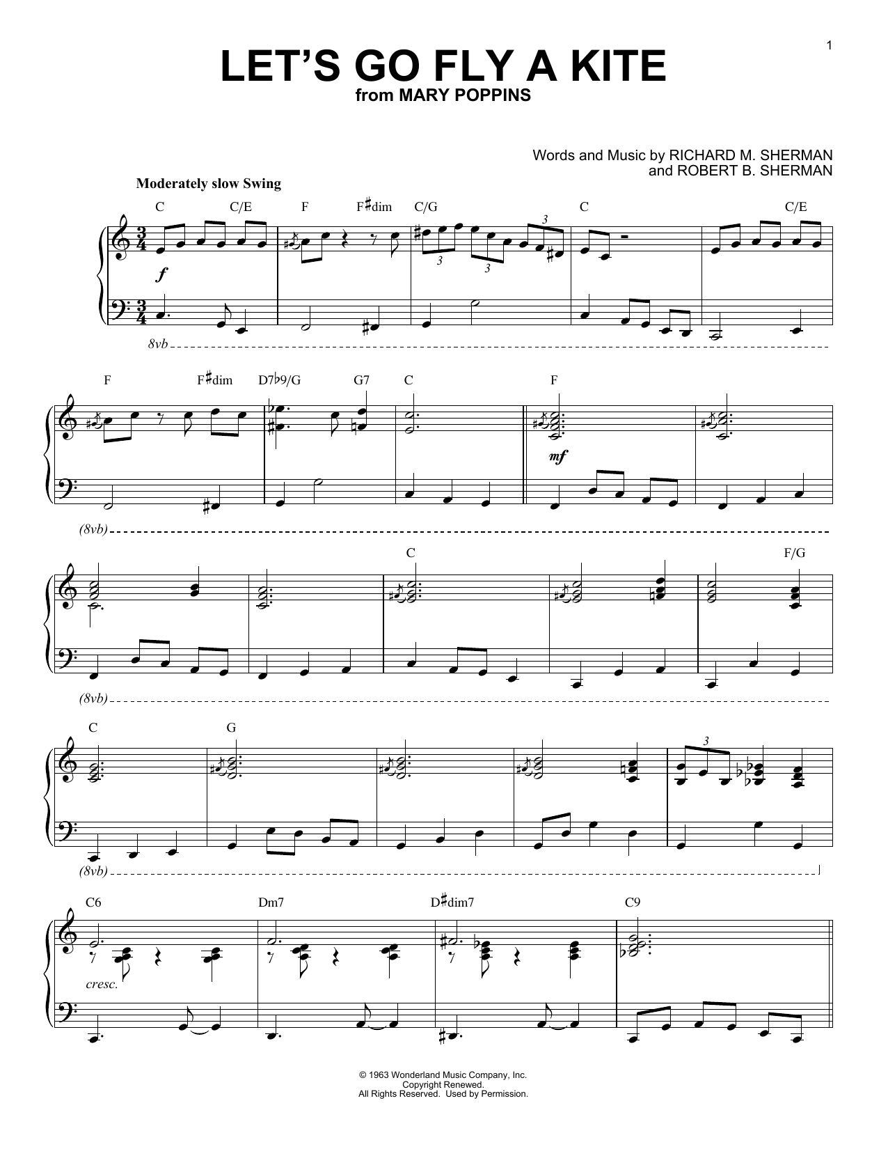 Download Sherman Brothers Let's Go Fly A Kite [Jazz version] (fro Sheet Music
