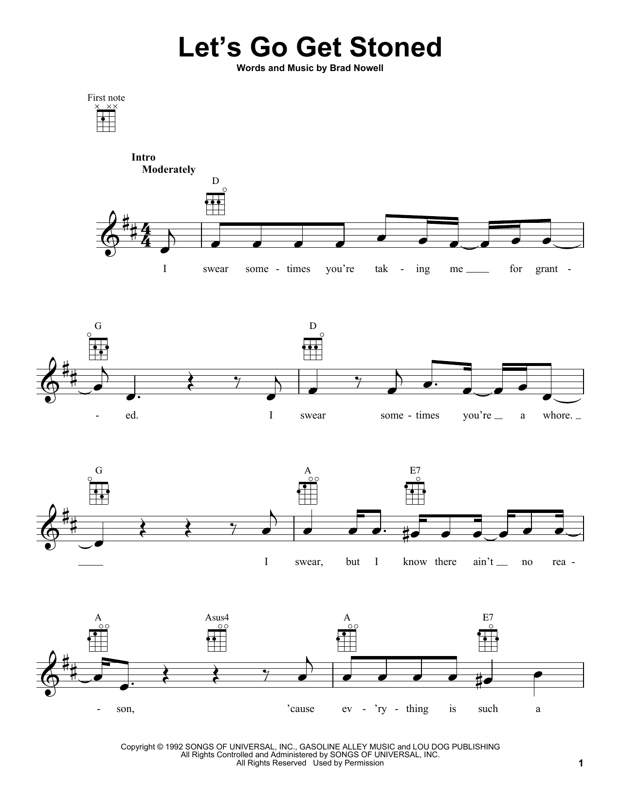 Download Sublime Let's Go Get Stoned Sheet Music