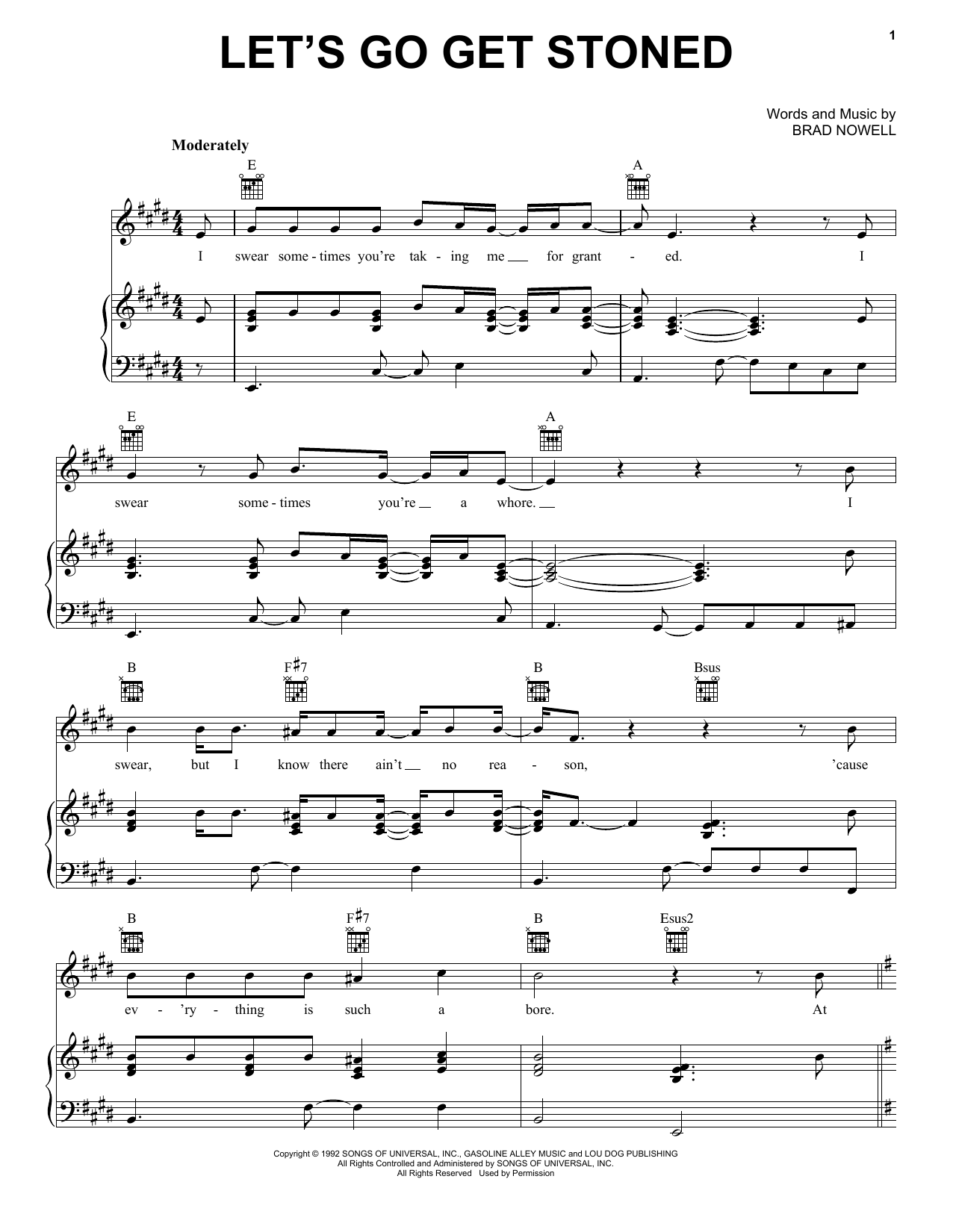 Download Sublime Let's Go Get Stoned Sheet Music