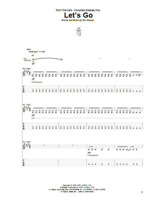 Download The Cars Let's Go Sheet Music