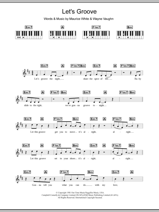 Download Earth, Wind & Fire Let's Groove Sheet Music