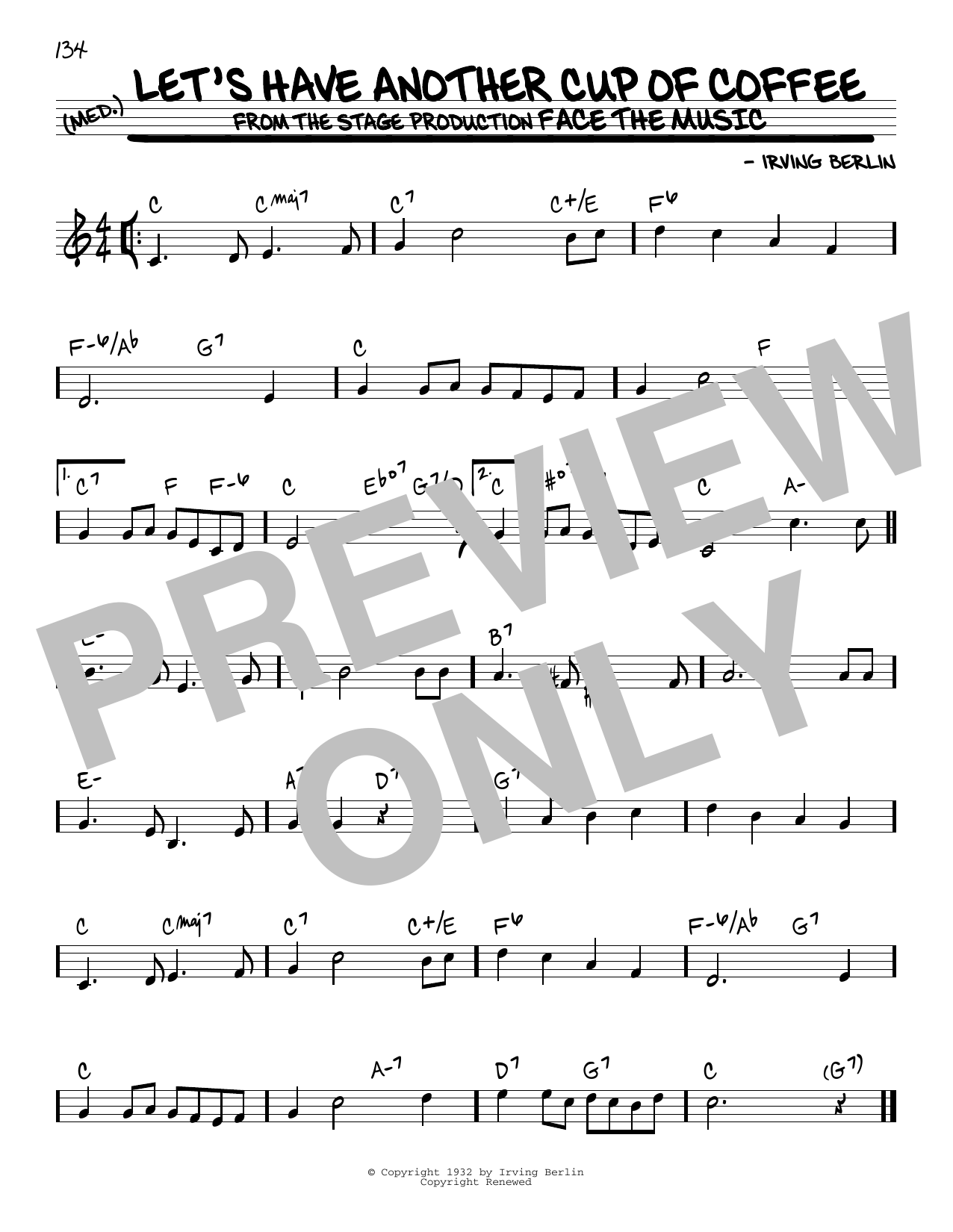 Download Irving Berlin Let's Have Another Cup Of Coffee Sheet Music