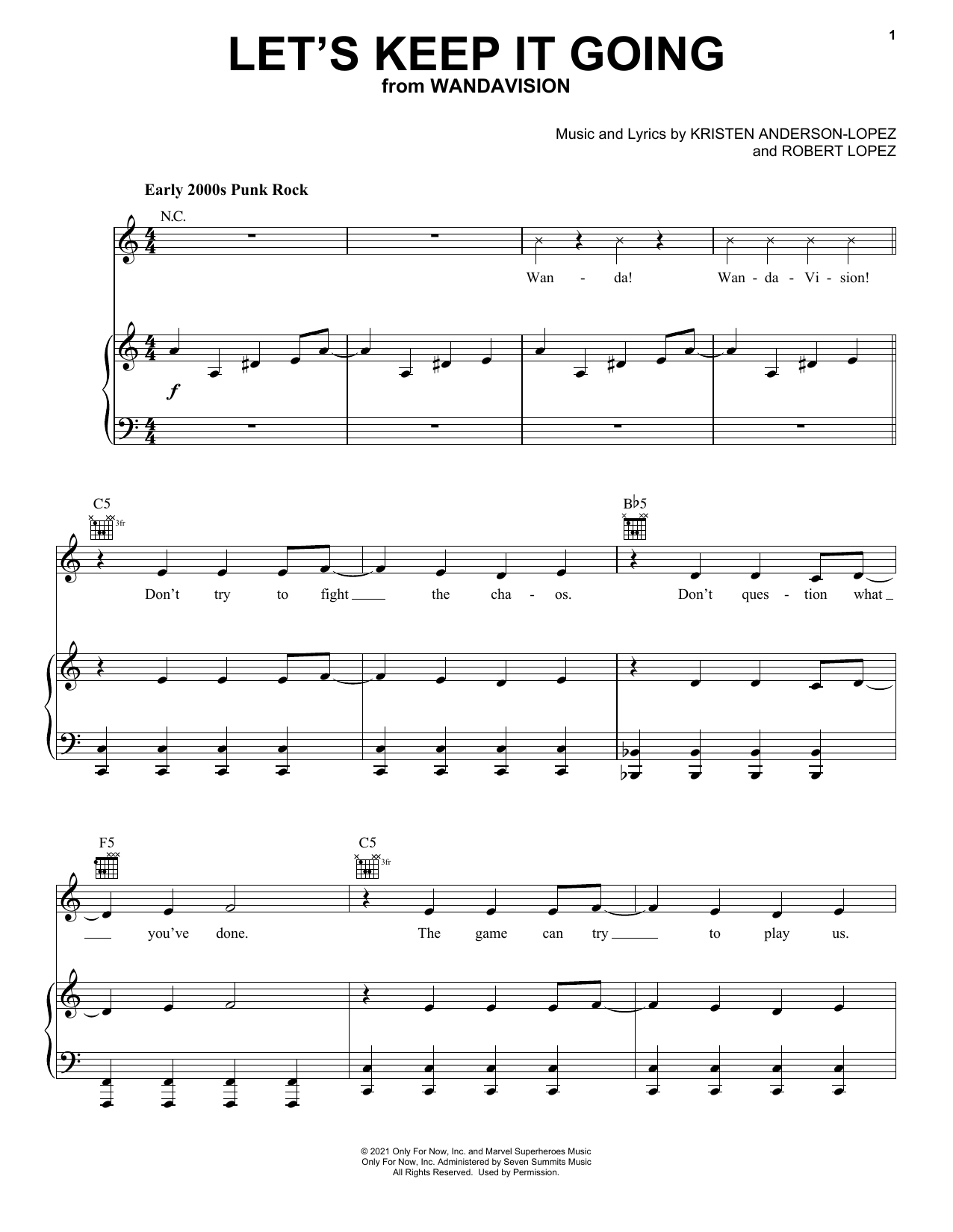 Download Kristen Anderson-Lopez & Robert Lope Let's Keep It Going (from WandaVision) Sheet Music