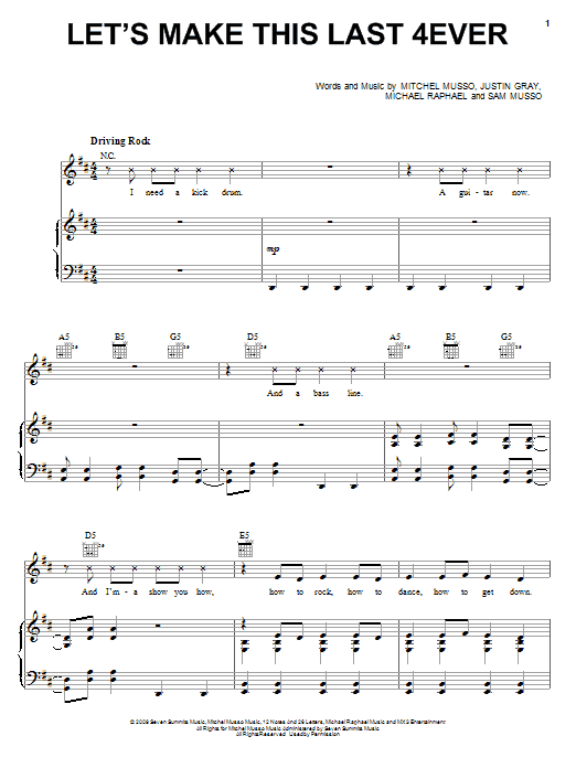 Download Mitchel Musso Let's Make This Last 4ever Sheet Music