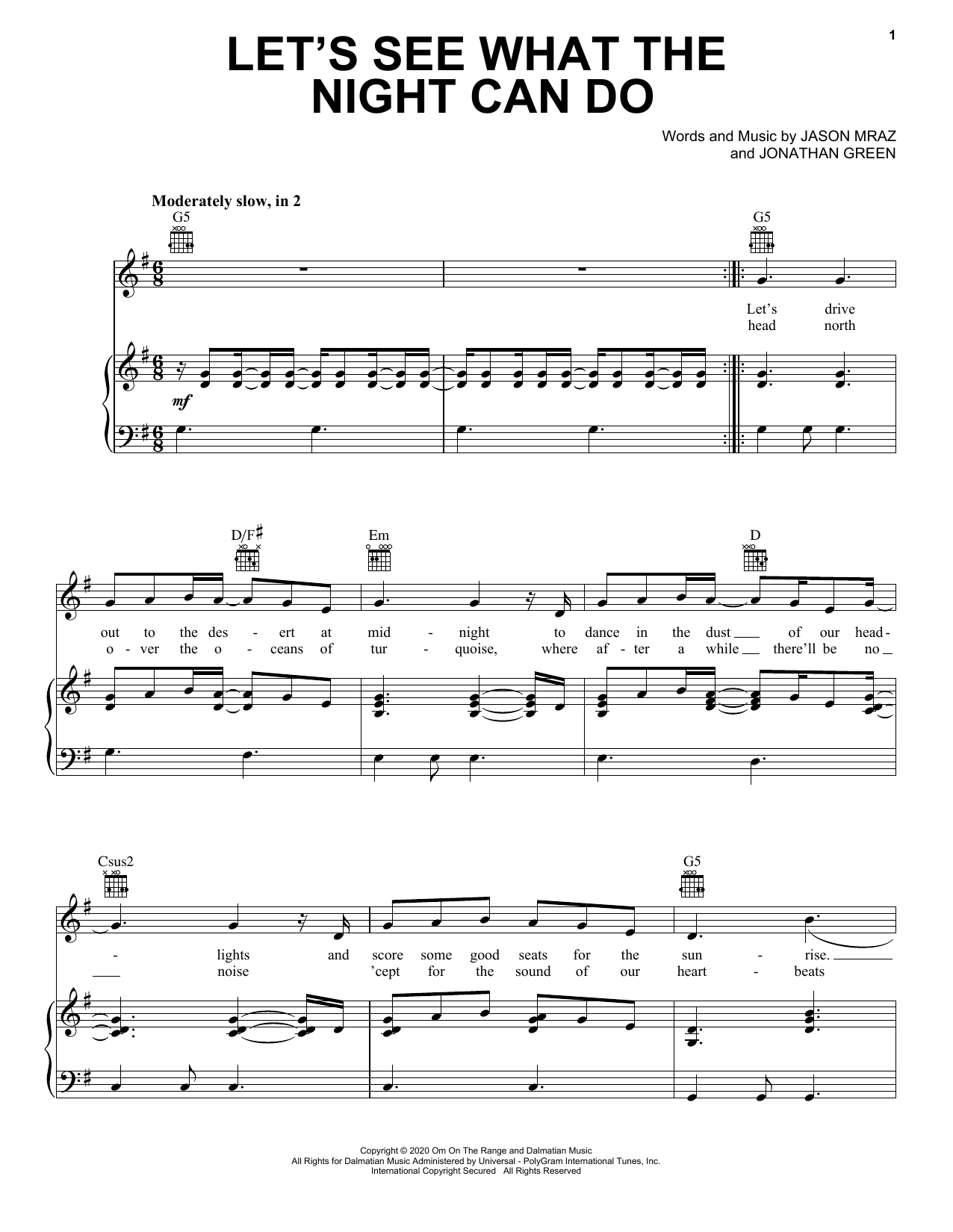 Download Jason Mraz Let's See What The Night Can Do Sheet Music