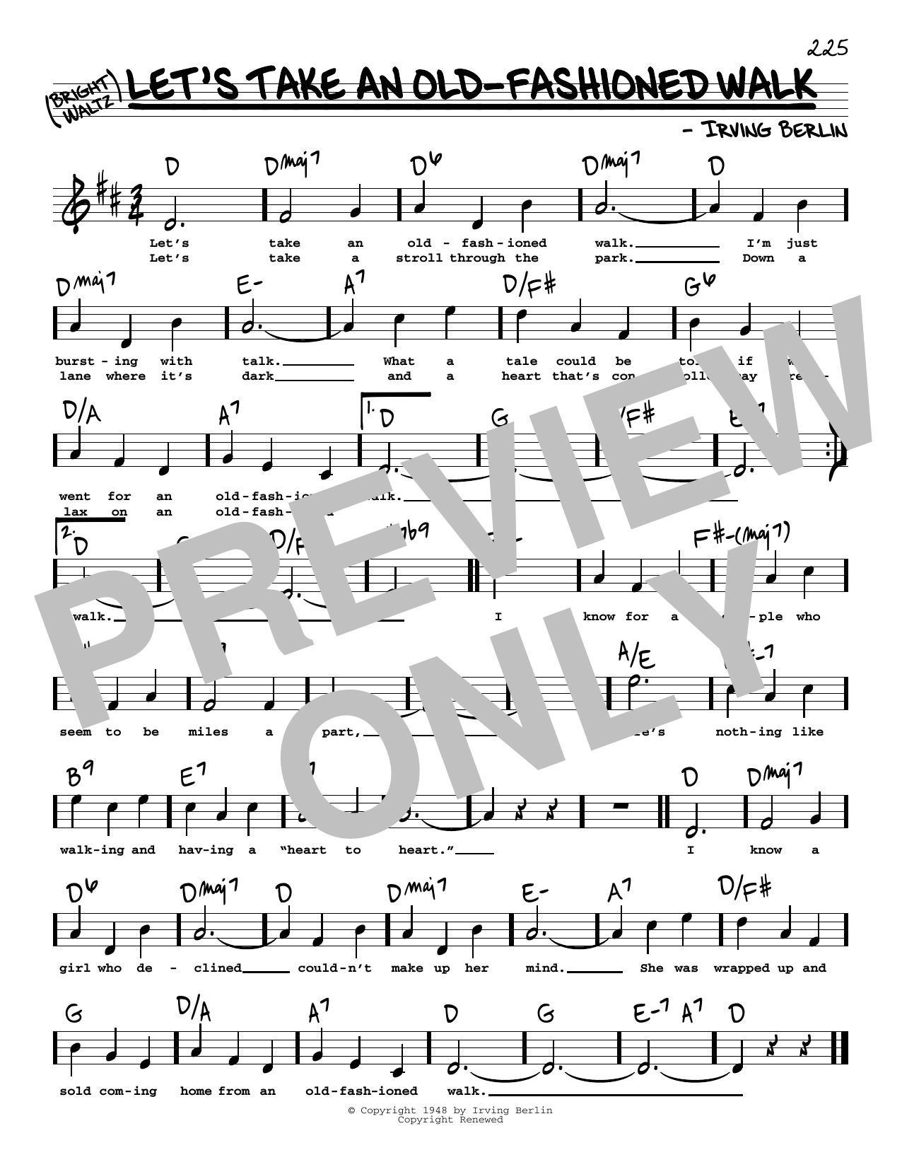 Download Irving Berlin Let's Take An Old-Fashioned Walk (High Sheet Music