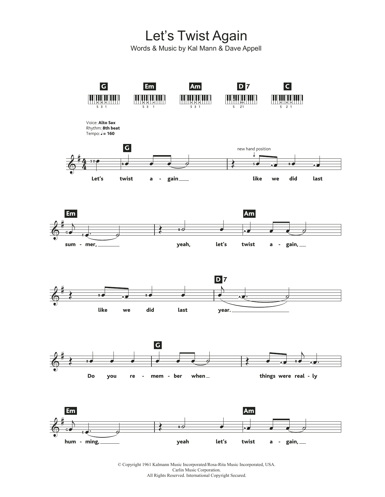 Download Chubby Checker Let's Twist Again Sheet Music