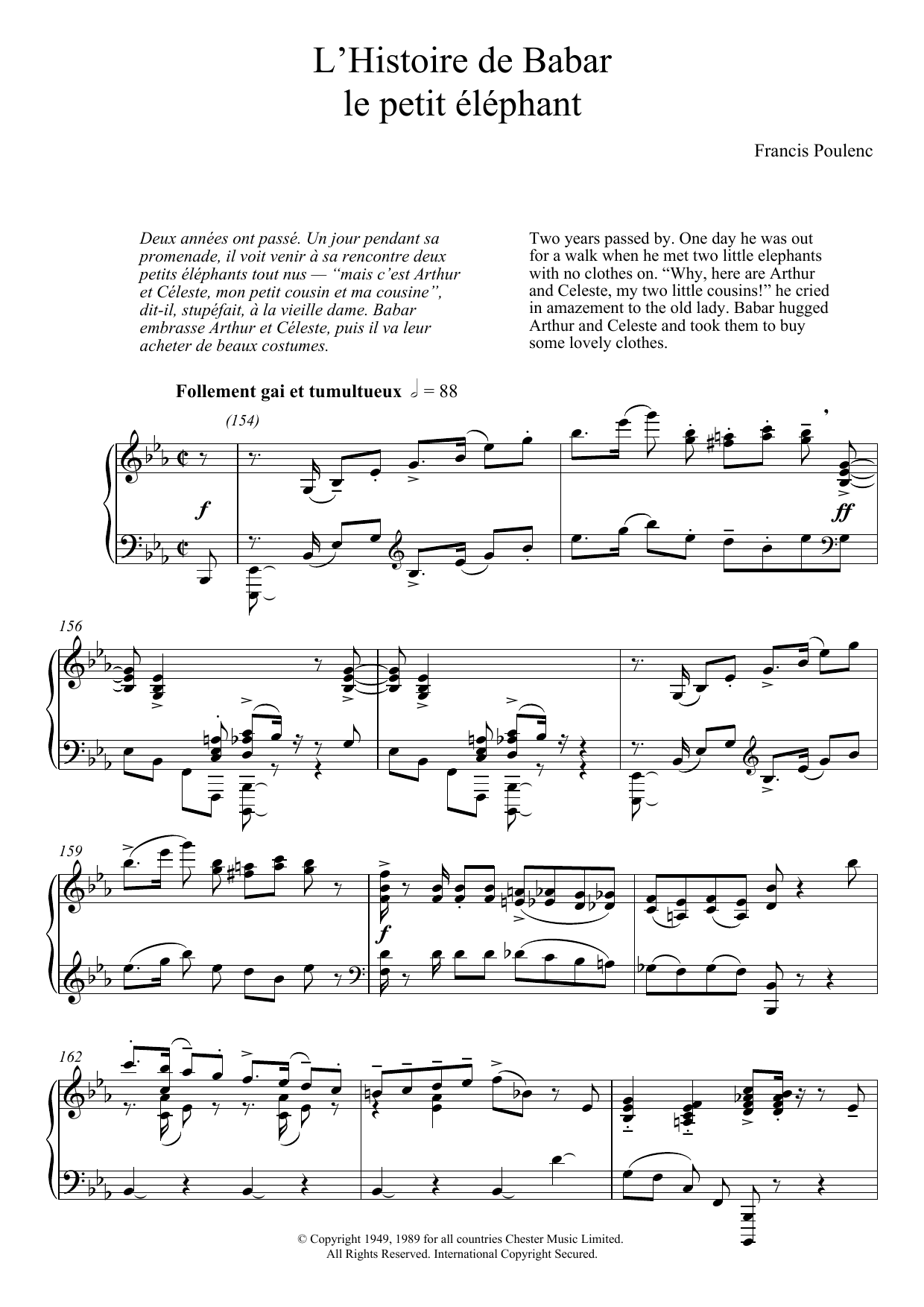 Download Francis Poulenc L'Histoire De Babar Sheet Music