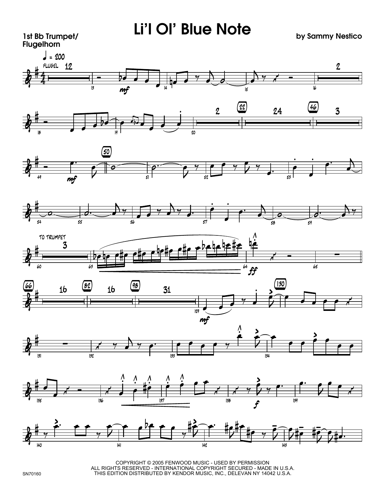 Download Sammy Nestico Li'l Ol' Blue Note - 1st Bb Trumpet Sheet Music