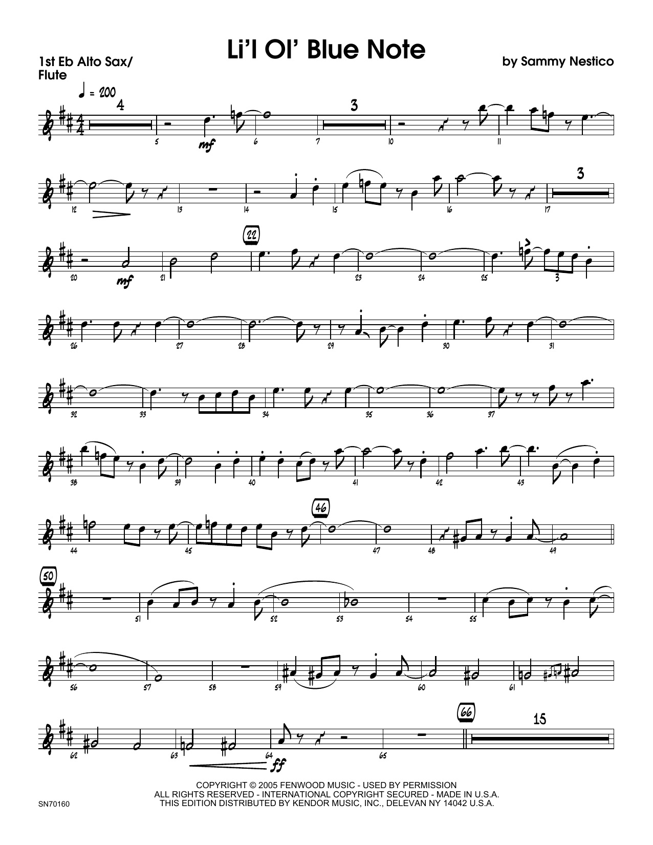 Download Sammy Nestico Li'l Ol' Blue Note - 1st Eb Alto Saxoph Sheet Music