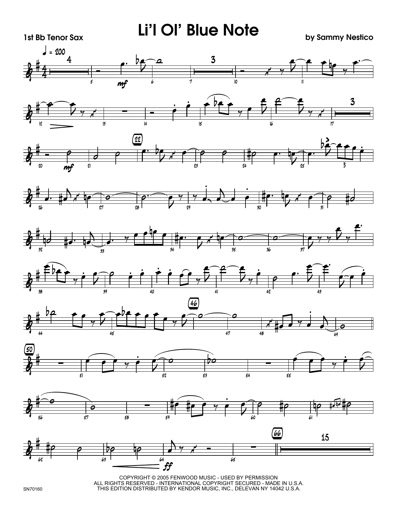 Download Sammy Nestico Li'l Ol' Blue Note - 1st Tenor Saxophon Sheet Music