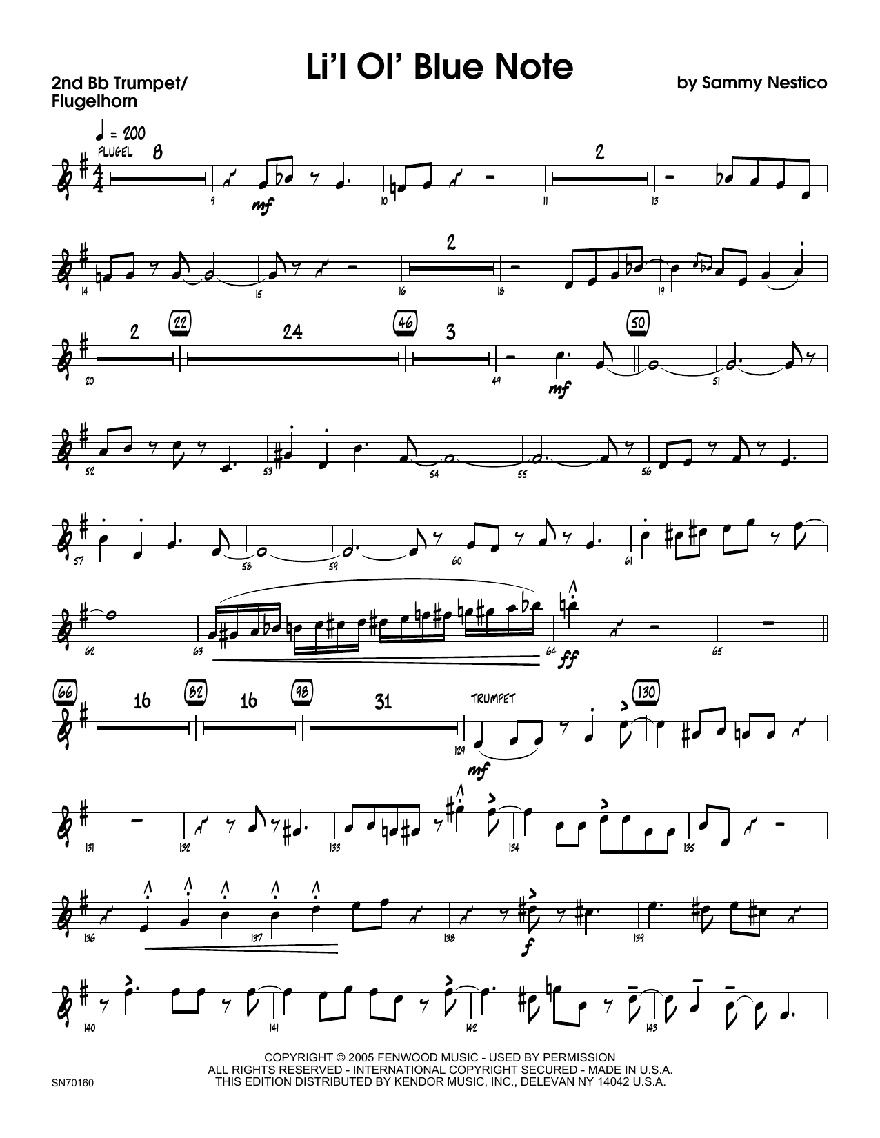 Download Sammy Nestico Li'l Ol' Blue Note - 2nd Bb Trumpet Sheet Music