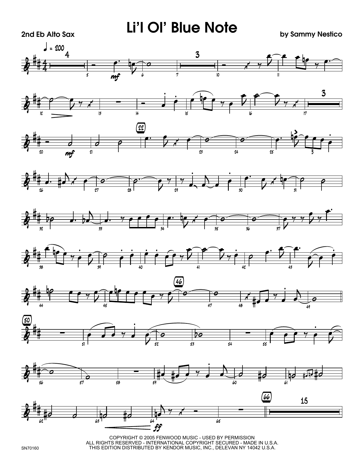 Download Sammy Nestico Li'l Ol' Blue Note - 2nd Eb Alto Saxoph Sheet Music