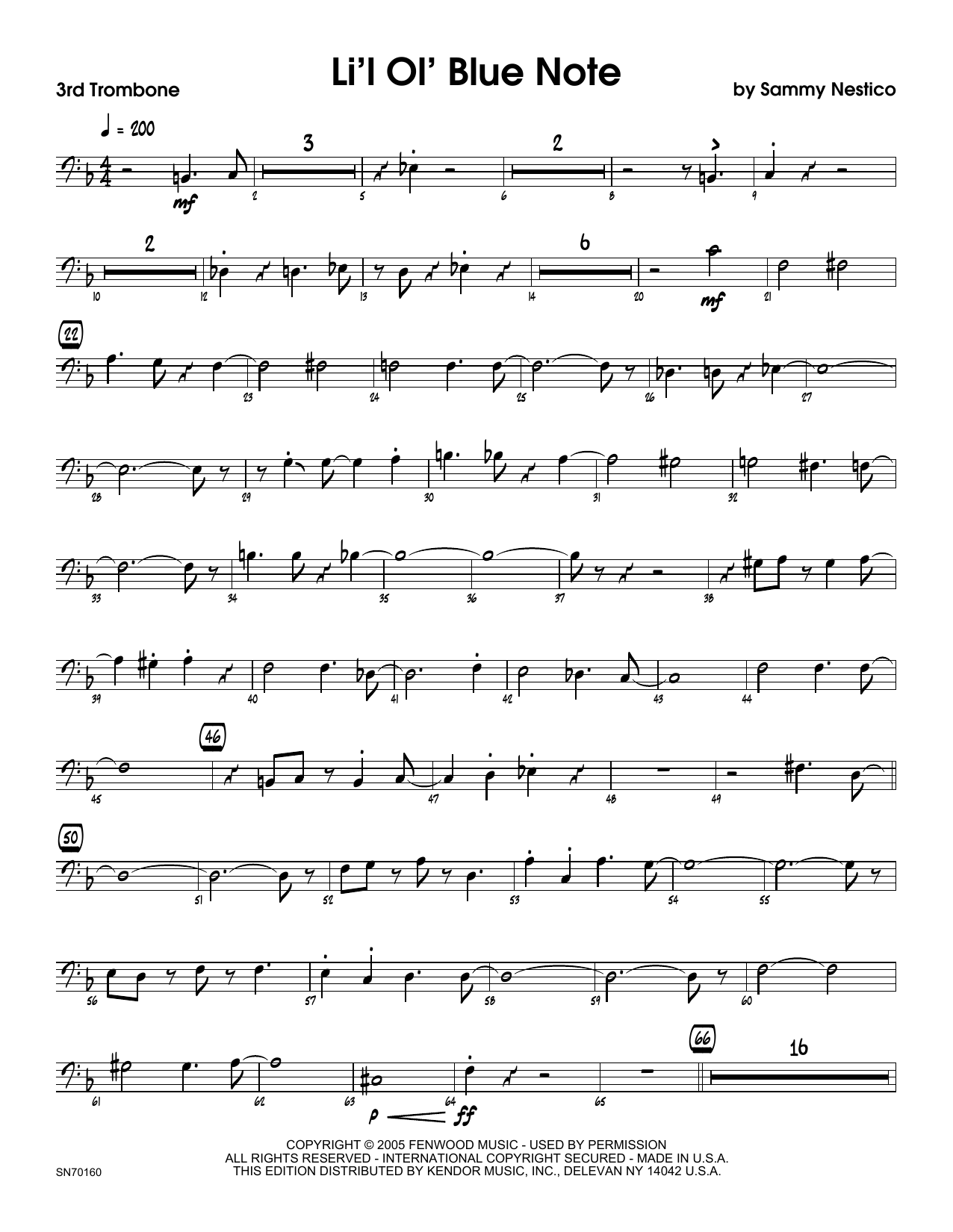 Download Sammy Nestico Li'l Ol' Blue Note - 3rd Trombone Sheet Music