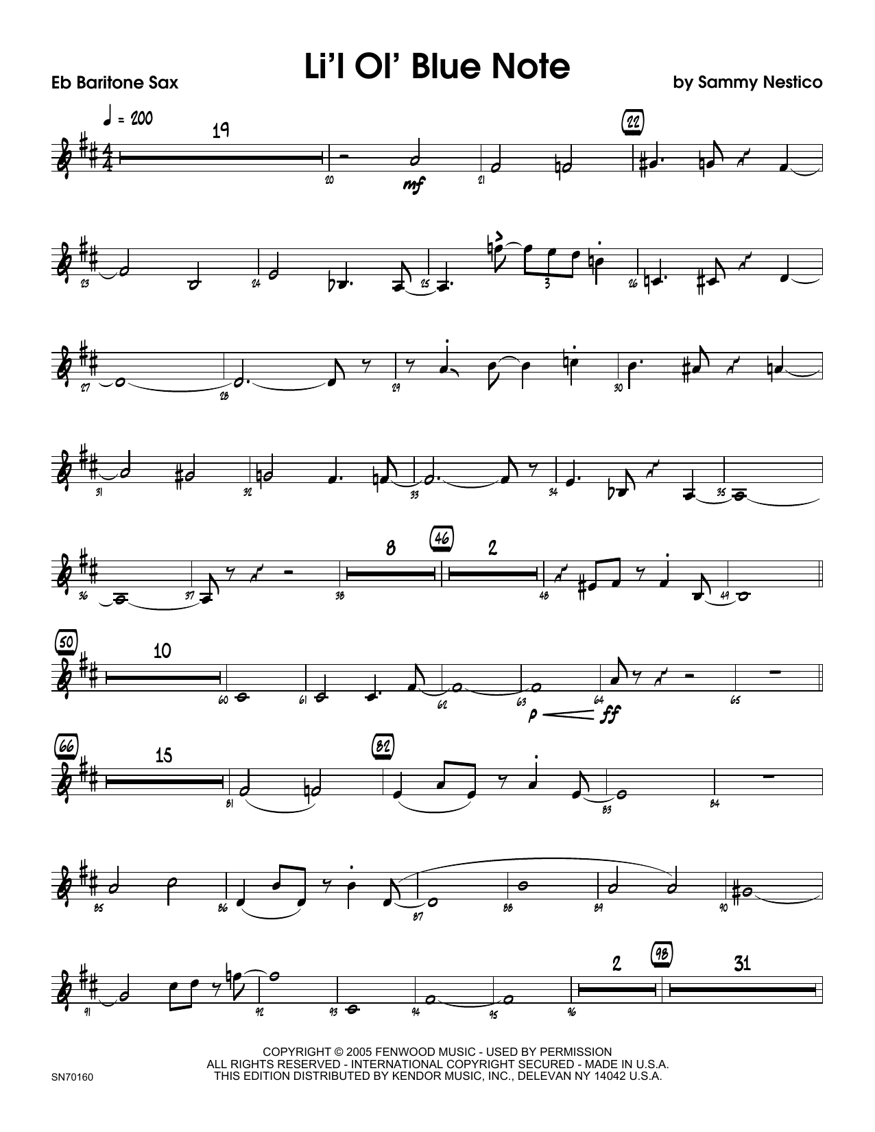 Download Sammy Nestico Li'l Ol' Blue Note - Eb Baritone Saxoph Sheet Music