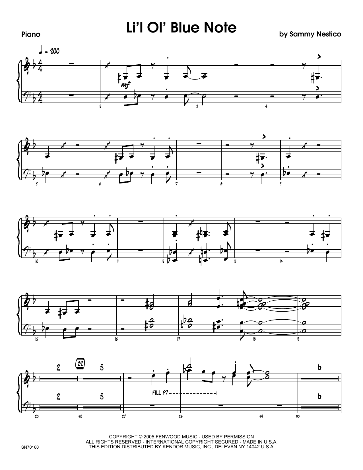 Download Sammy Nestico Li'l Ol' Blue Note - Piano Sheet Music