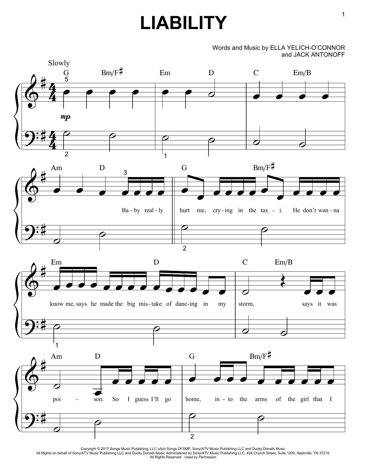Download Lorde Liability Sheet Music