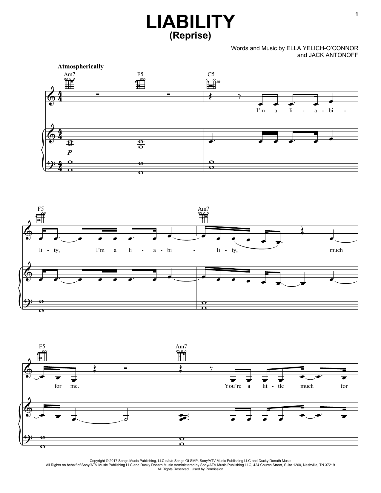 Download Lorde Liability (Reprise) Sheet Music
