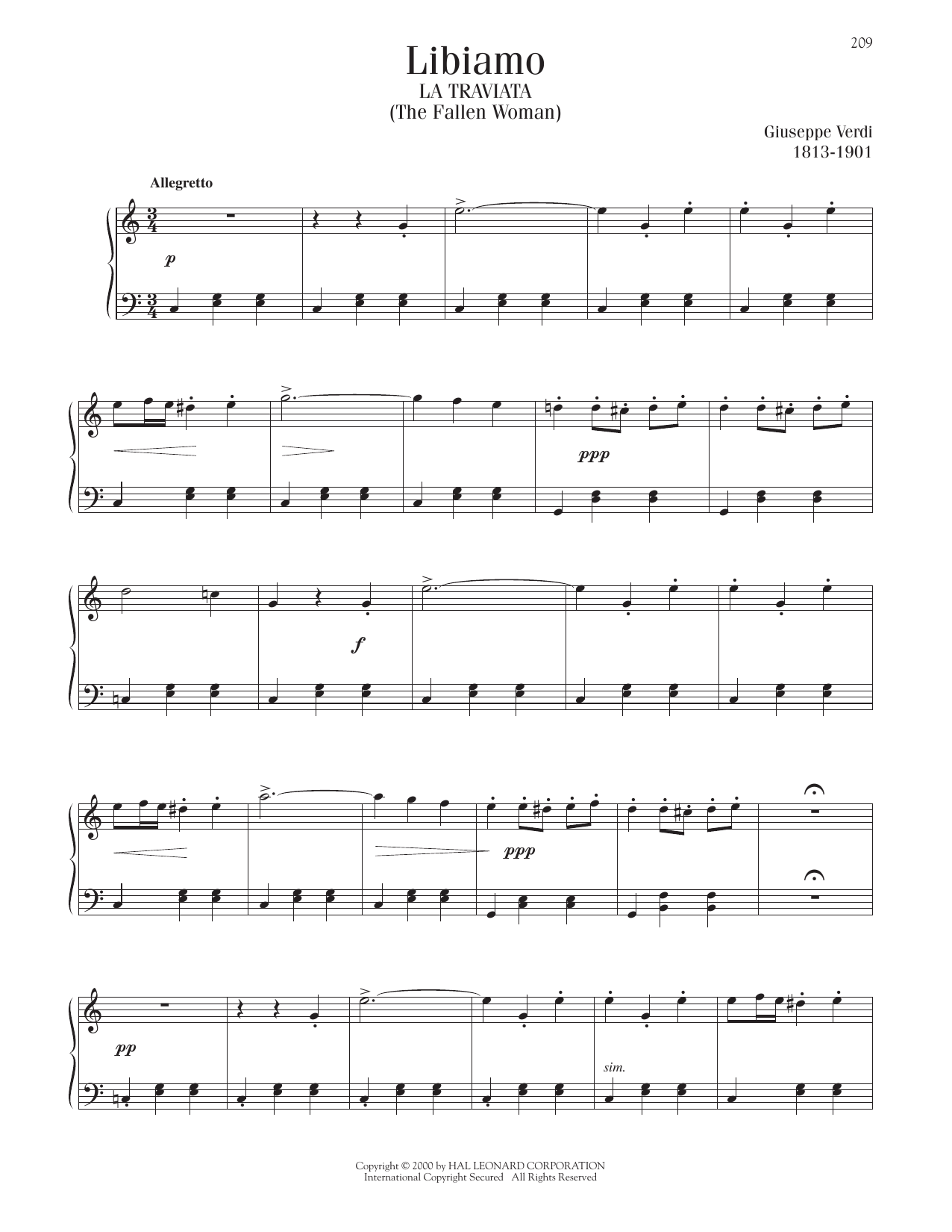 Giuseppe Verdi Libiamo (Brindisi) sheet music notes printable PDF score