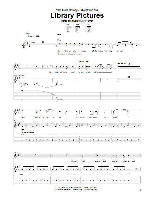 Download Arctic Monkeys Library Pictures Sheet Music
