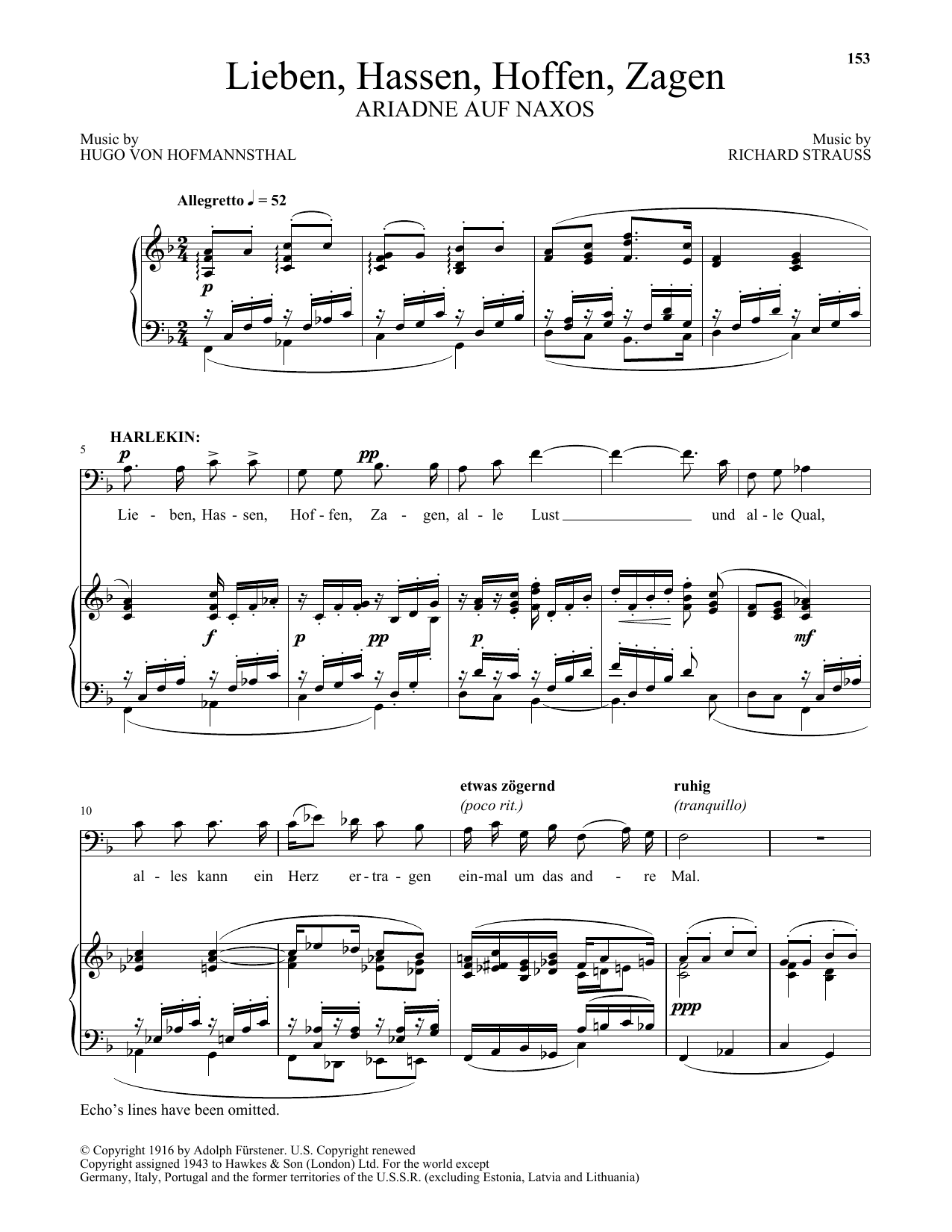 Download Richard Strauss Lieben, Hassen, Hoffen, Zagen Sheet Music