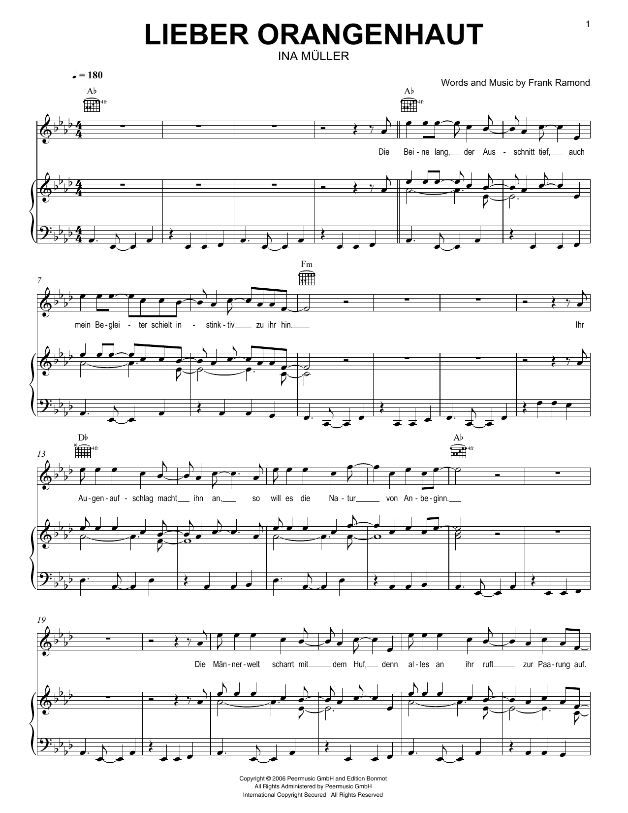 Ina Müller Lieber Orangenhaut sheet music notes printable PDF score
