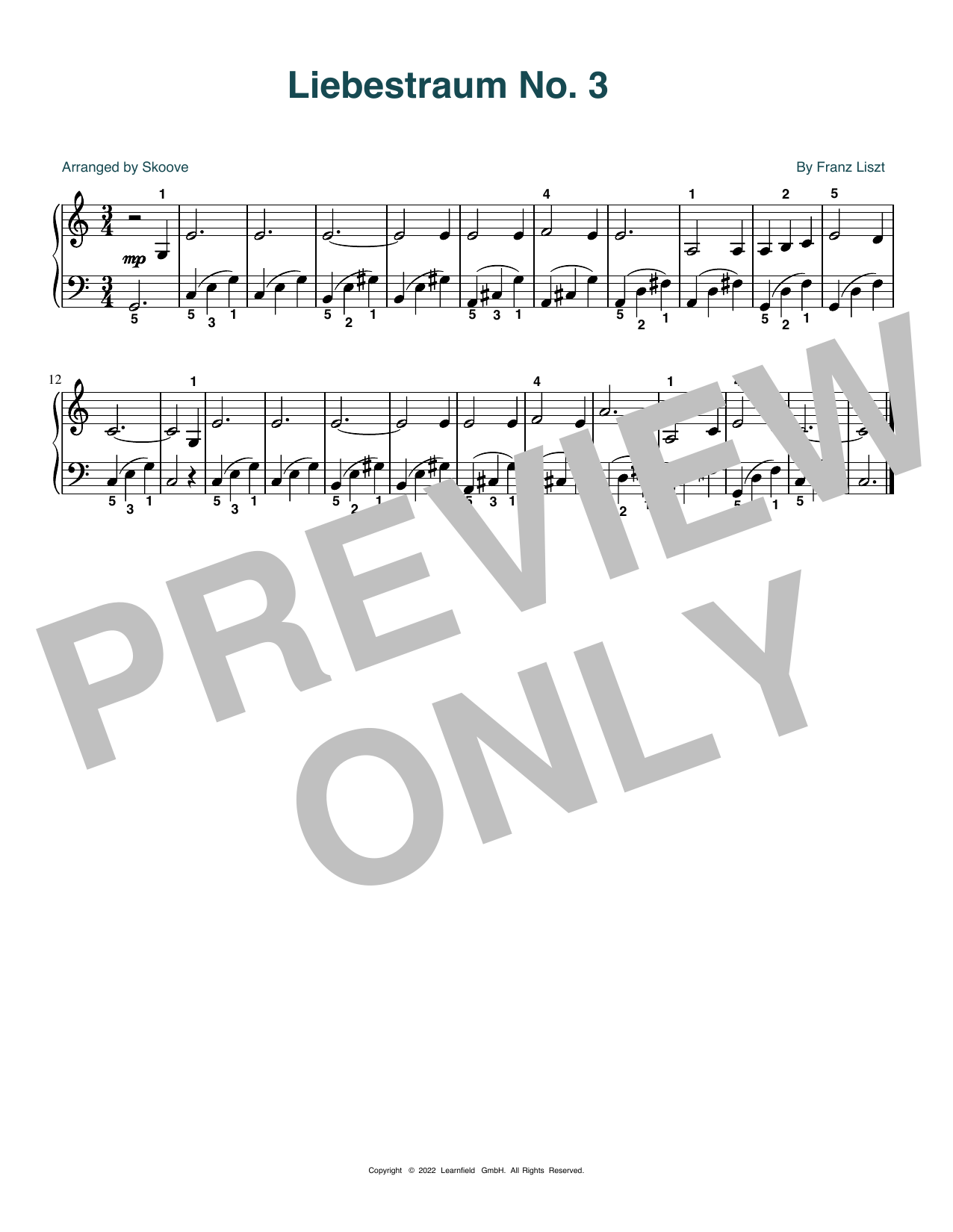 Download Franz Liszt Liebestraum No. 3 (arr. Skoove) Sheet Music