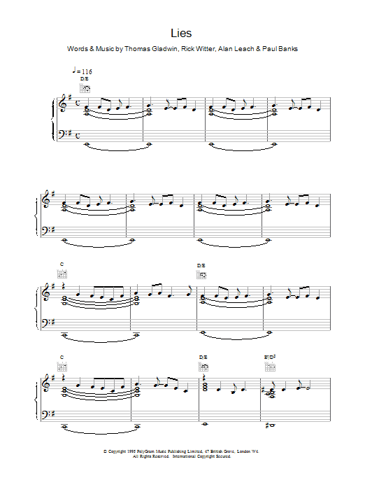 Shed 7 Lies sheet music notes printable PDF score