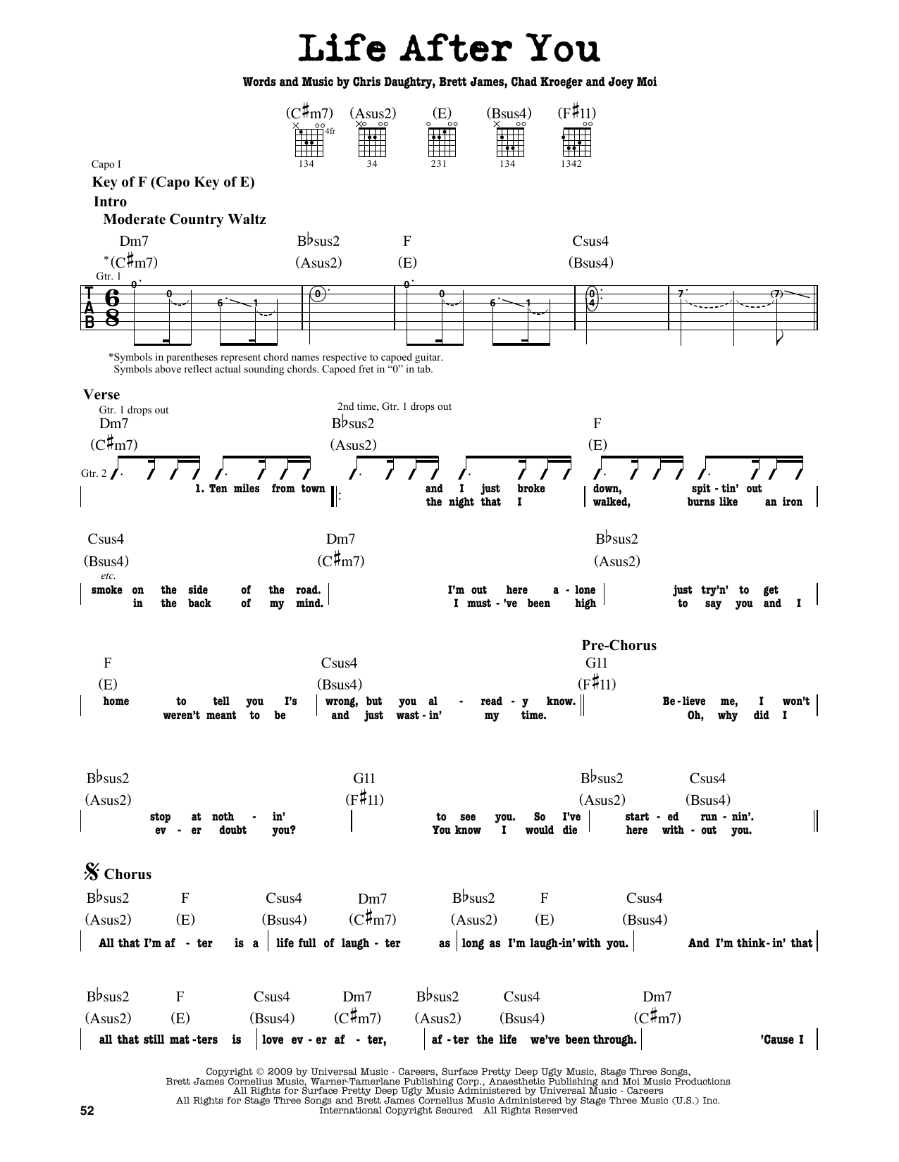 Download Daughtry Life After You Sheet Music