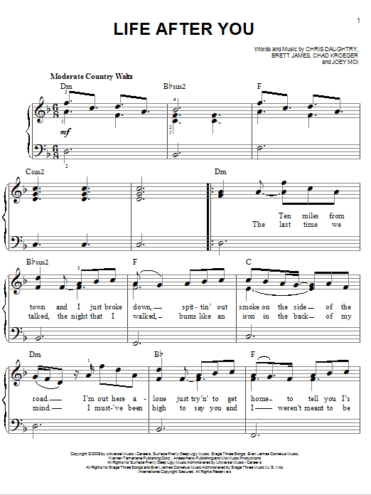 Download Daughtry Life After You Sheet Music