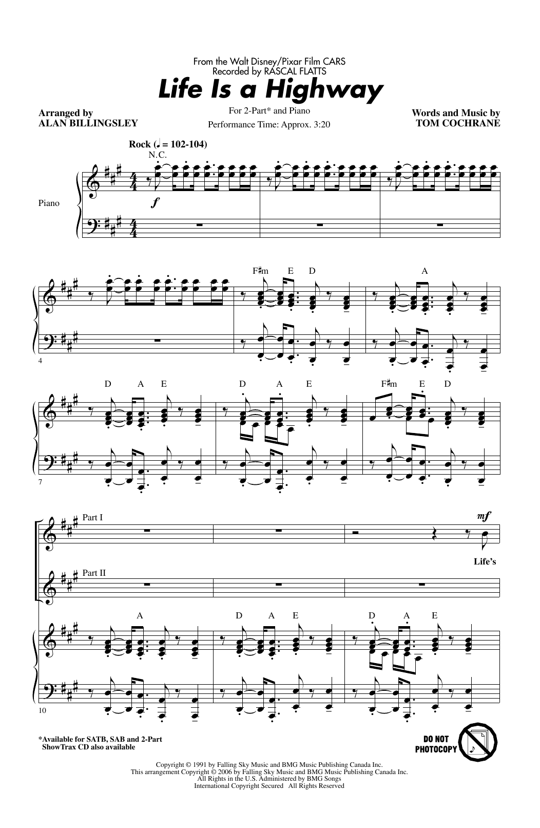 Download Rascal Flatts Life Is A Highway (from Cars) (arr. Ala Sheet Music