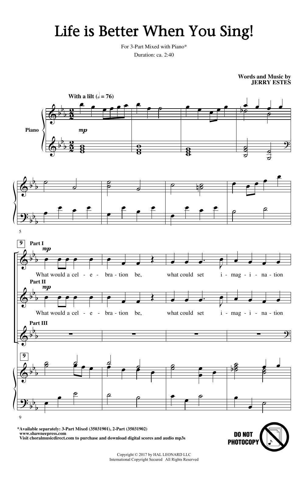Download Jerry Estes Life Is Better When You Sing! Sheet Music