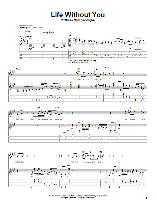 Download Stevie Ray Vaughan Life Without You Sheet Music