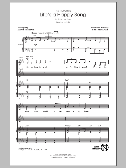 Download The Muppets Life's A Happy Song (arr. Audrey Snyder Sheet Music