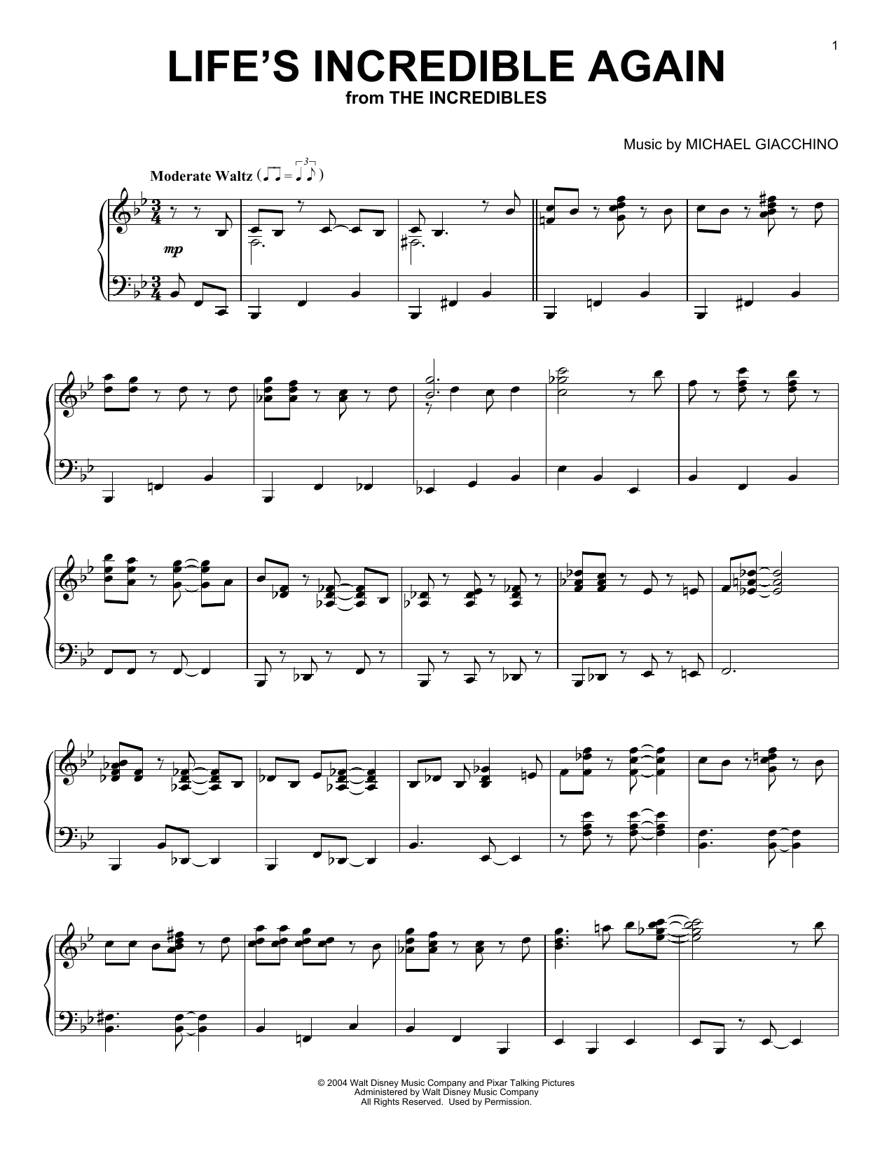 Download Michael Giacchino Life's Incredible Again (from The Incre Sheet Music