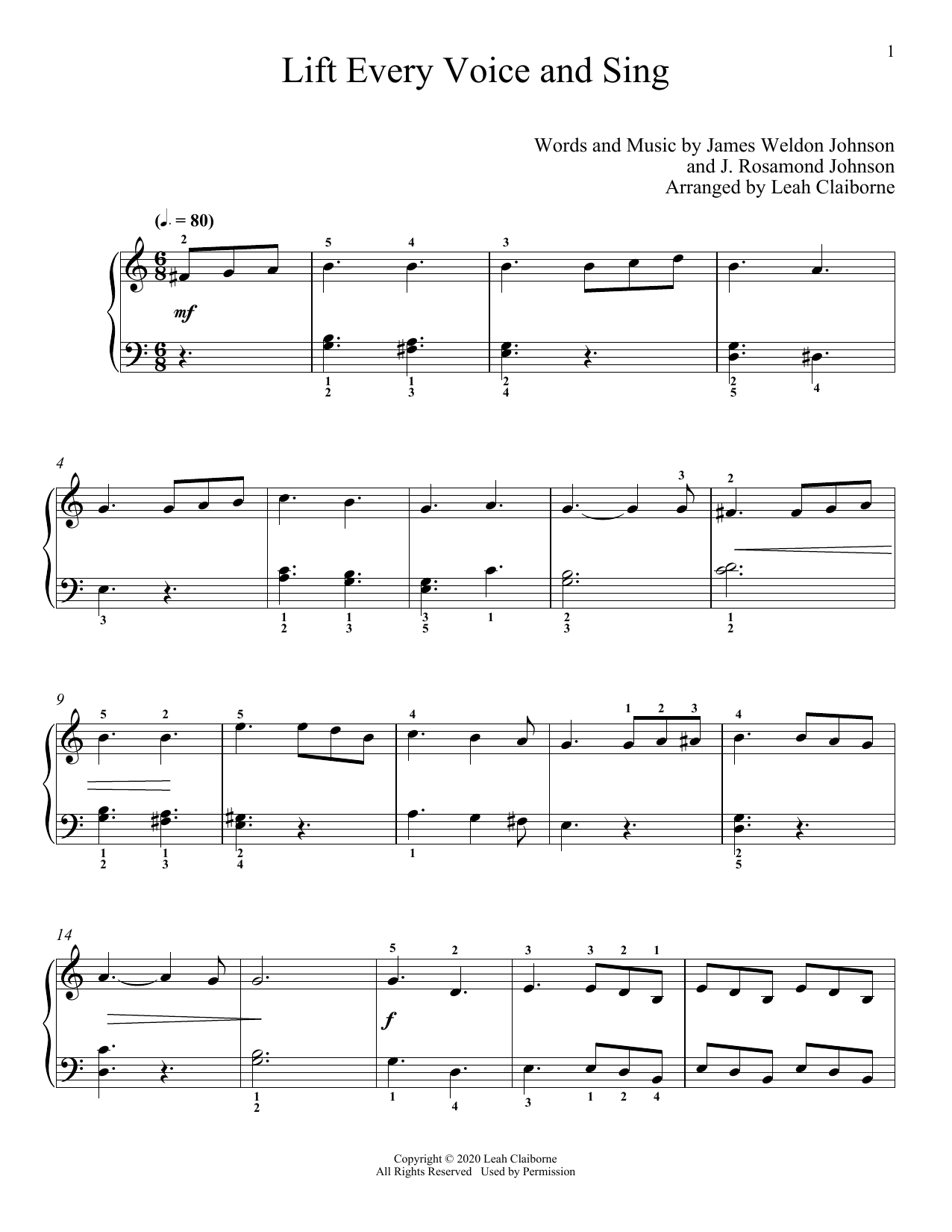 Download J. Rosamond Johnson Lift Every Voice And Sing Sheet Music