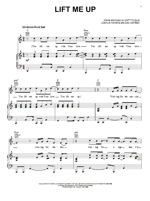 Download The Afters Lift Me Up Sheet Music