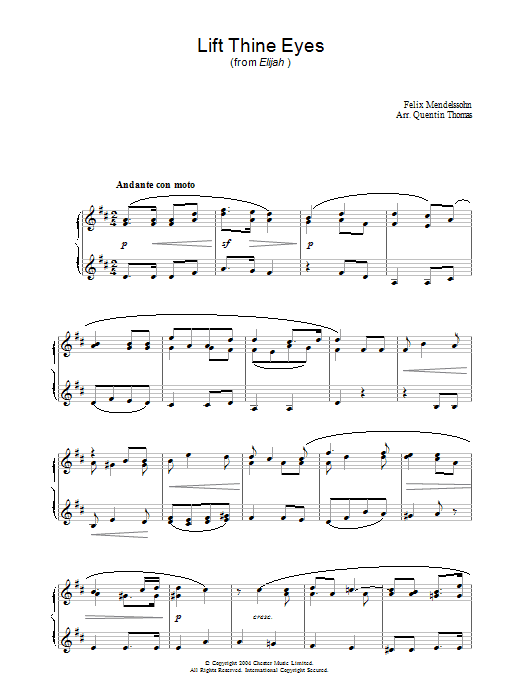 Download Felix Mendelssohn Lift Thine Eyes (from Elijah) Sheet Music