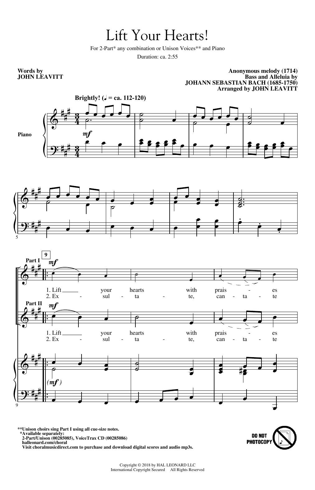 Download J.S. Bach Lift Your Hearts! (arr. John Leavitt) Sheet Music