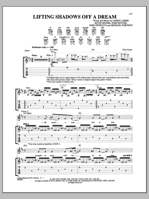 Download Dream Theater Lifting Shadows Off A Dream Sheet Music