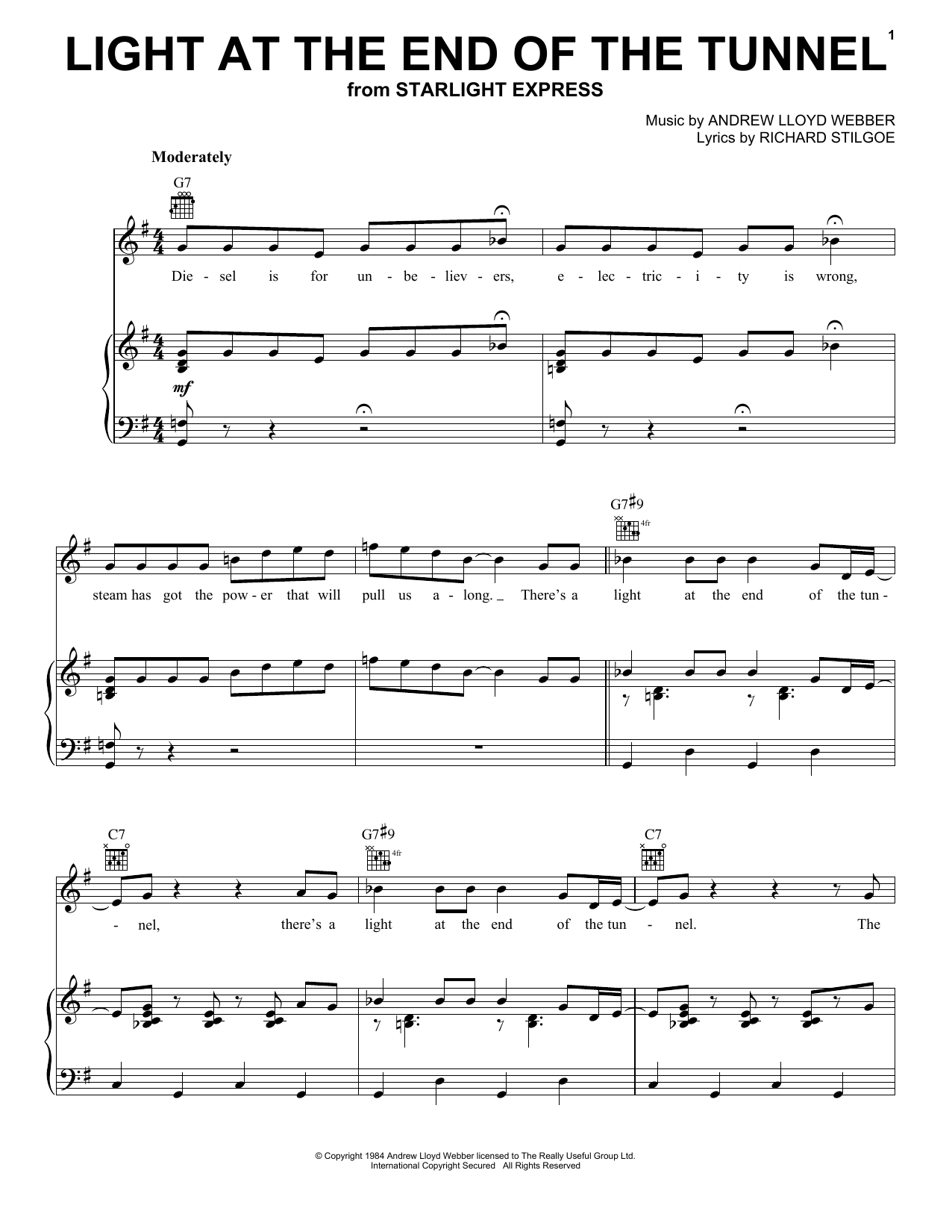 Download Andrew Lloyd Webber Light At The End Of The Tunnel (from St Sheet Music